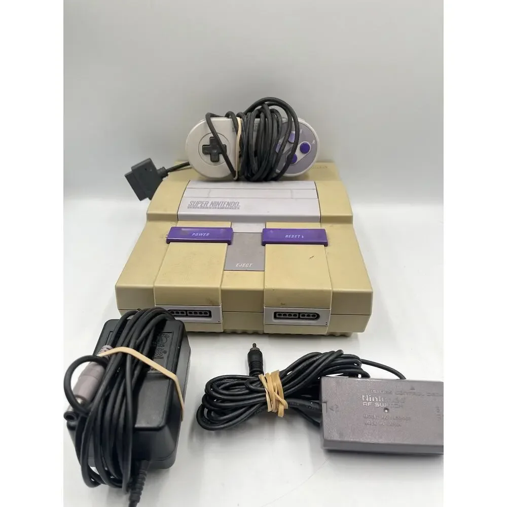 Super Nintendo SNES Console Bundle Oem With Controller All Cables Tested